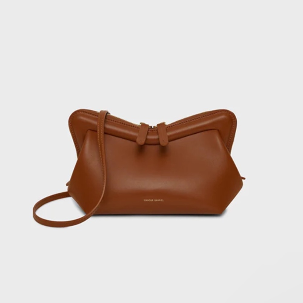 Mansur Gavriel $745 Mini M Frame Brown Leather Crossbody Clutch purse - Picture 2 of 5